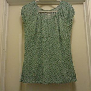 VAN HEUSEN ROMANCE GREEN W TINY PRINTS BLOUSE L